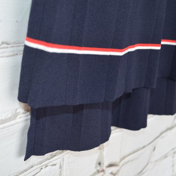 Preppy Navy Pleated Tier Skirt - Picture 3 of 4